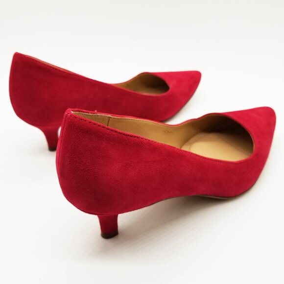 Naturalizer Pippa Suede Pumps 6.5M Red Pointy Toe Kitten Heel Comfort Cushion - Picture 7 of 16